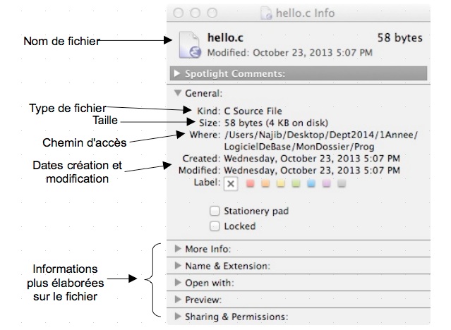 Fig-11, les infos sur un fichier MacOS