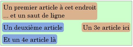 items justifiés écatés